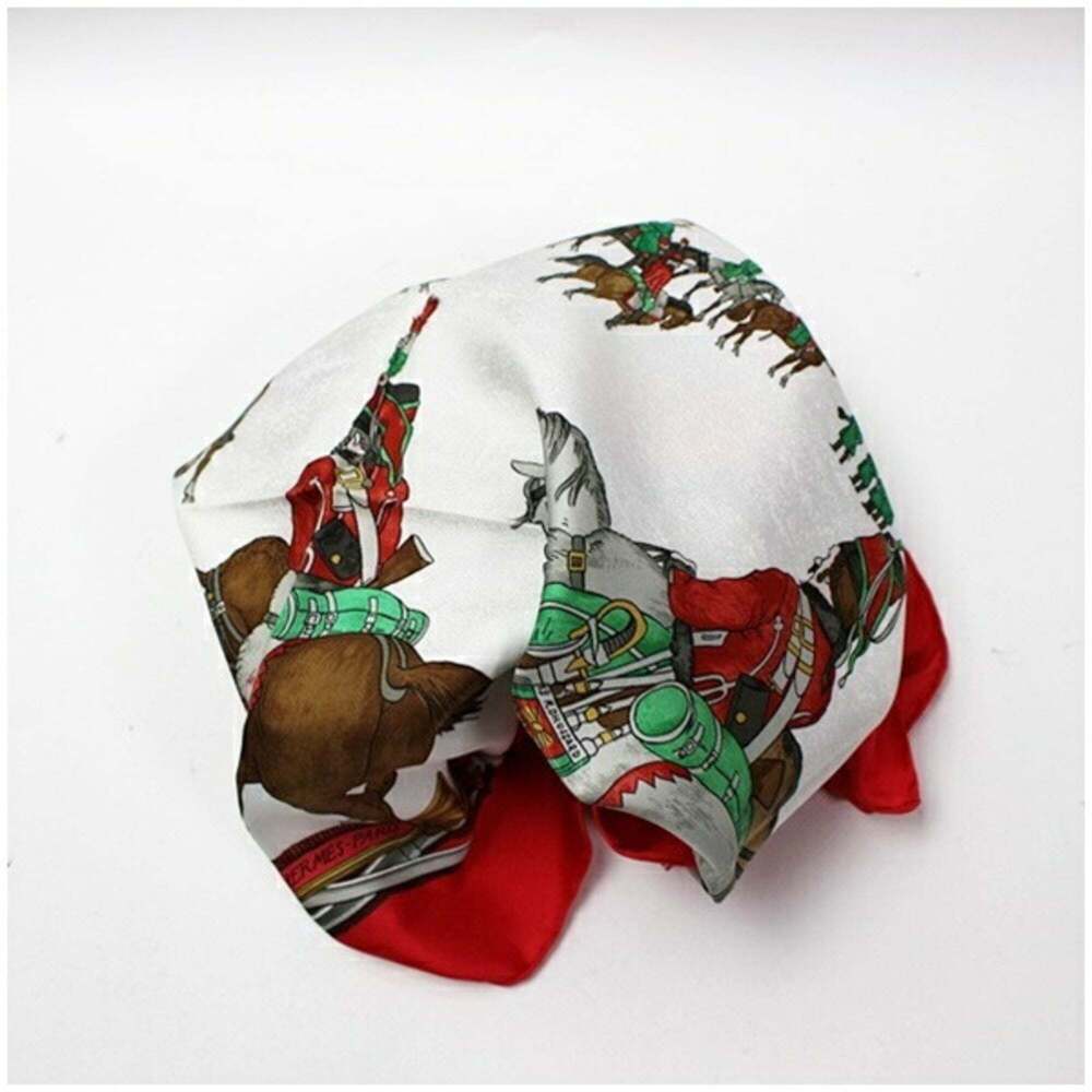 HERMES Red Silk Scarf - Picture 8 of 9